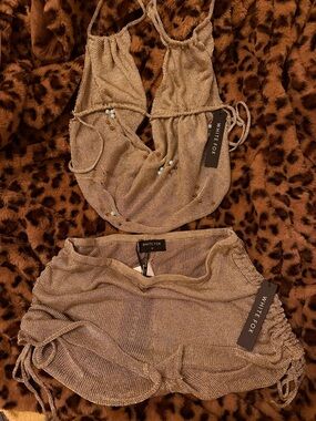 Just out here knit top and booty shorts gold set (2)